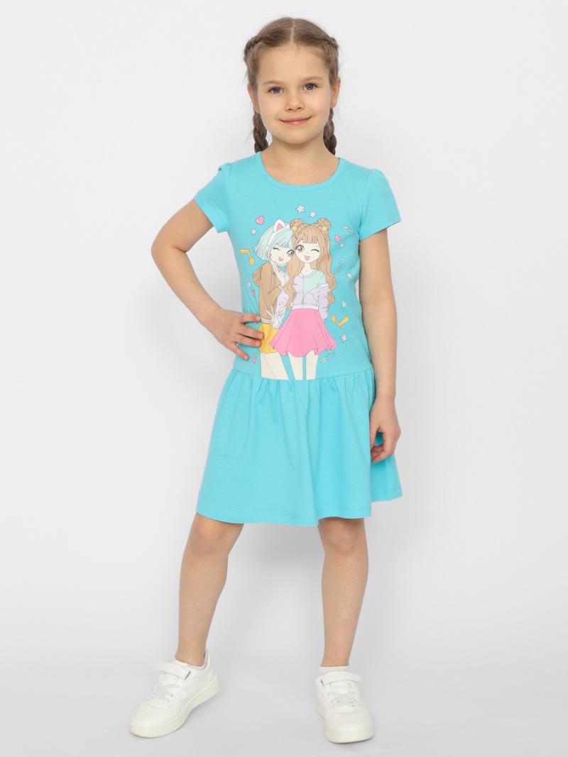 картинка Платье для девочки Cherubino CSKG 63659-40 Бирюзовый от магазина детских товаров ALiSa