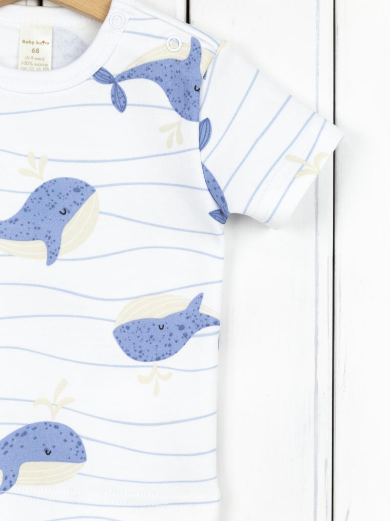 картинка Футболка для мальчика Baby Boom Ф88/11-И Киты на полоске от магазина детских товаров ALiSa