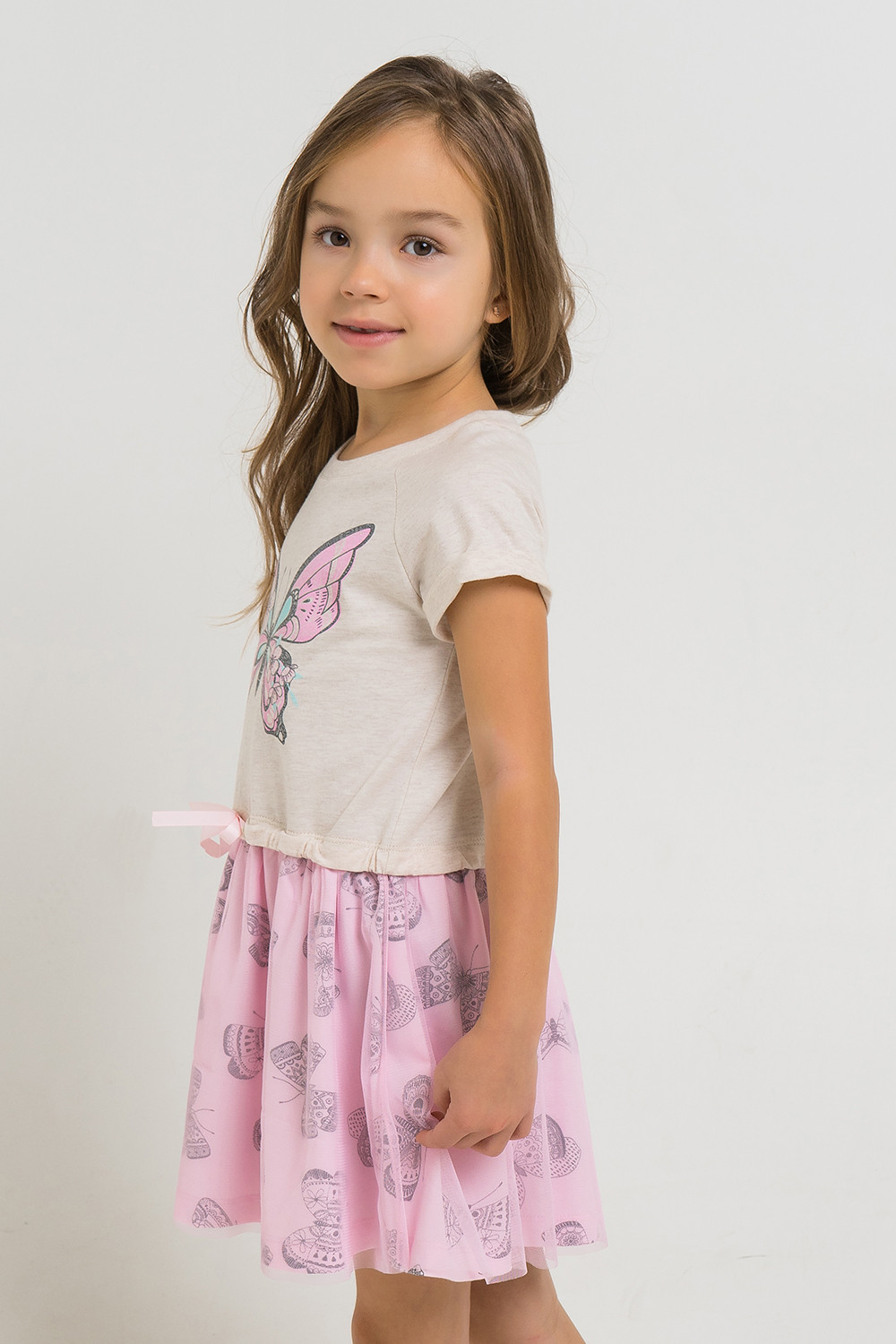 картинка Платье для девочки Crockid К 5659 светло-бежевый меланж, нежно-розовый от магазина детских товаров ALiSa