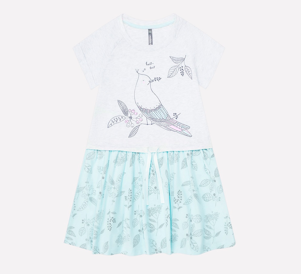 картинка Платье для девочки Crockid К 5441 светло-серый меланж, минт от магазина детских товаров ALiSa