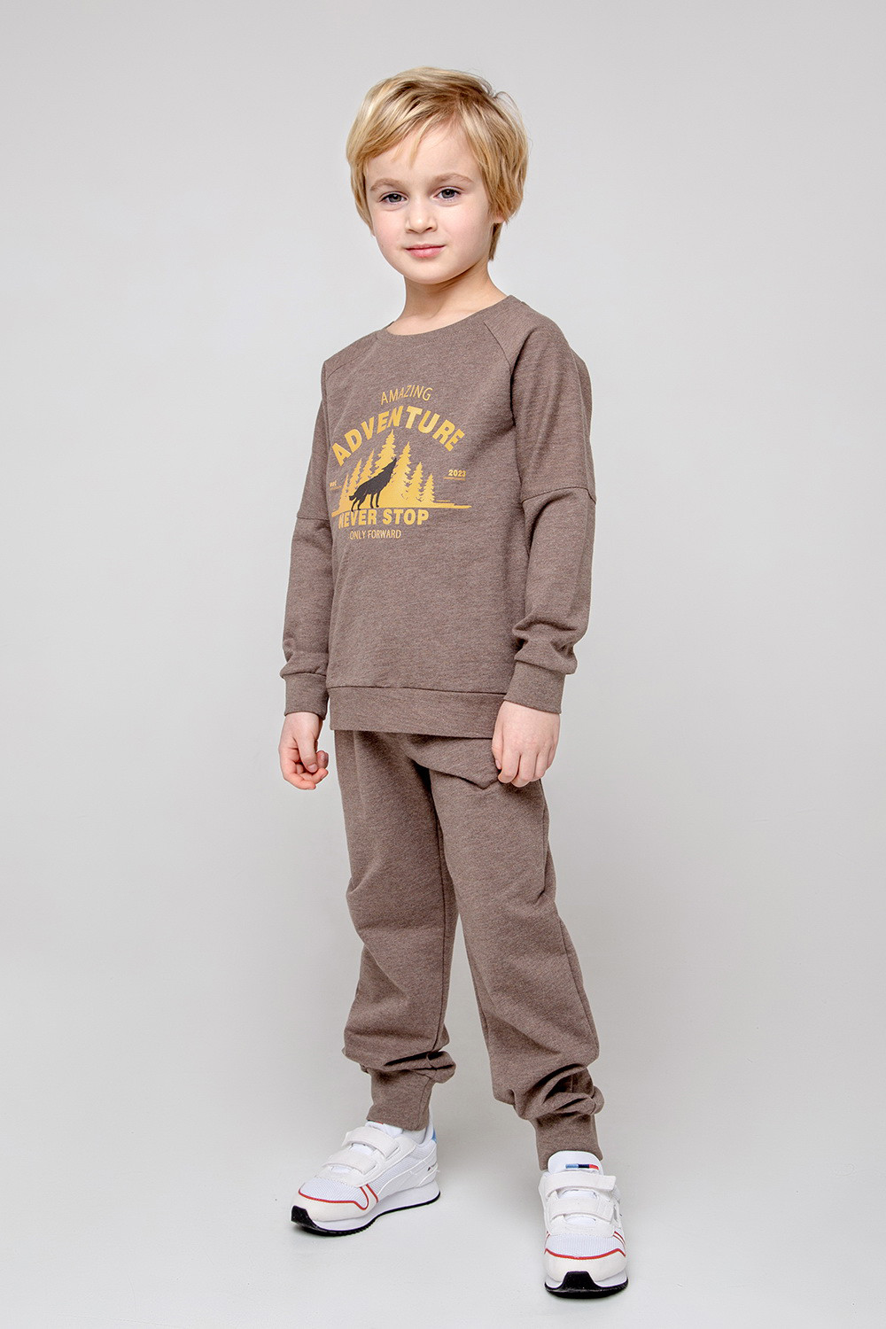 картинка Брюки для мальчика Crockid КР 400476 коричневый меланж к358 от магазина детских товаров ALiSa