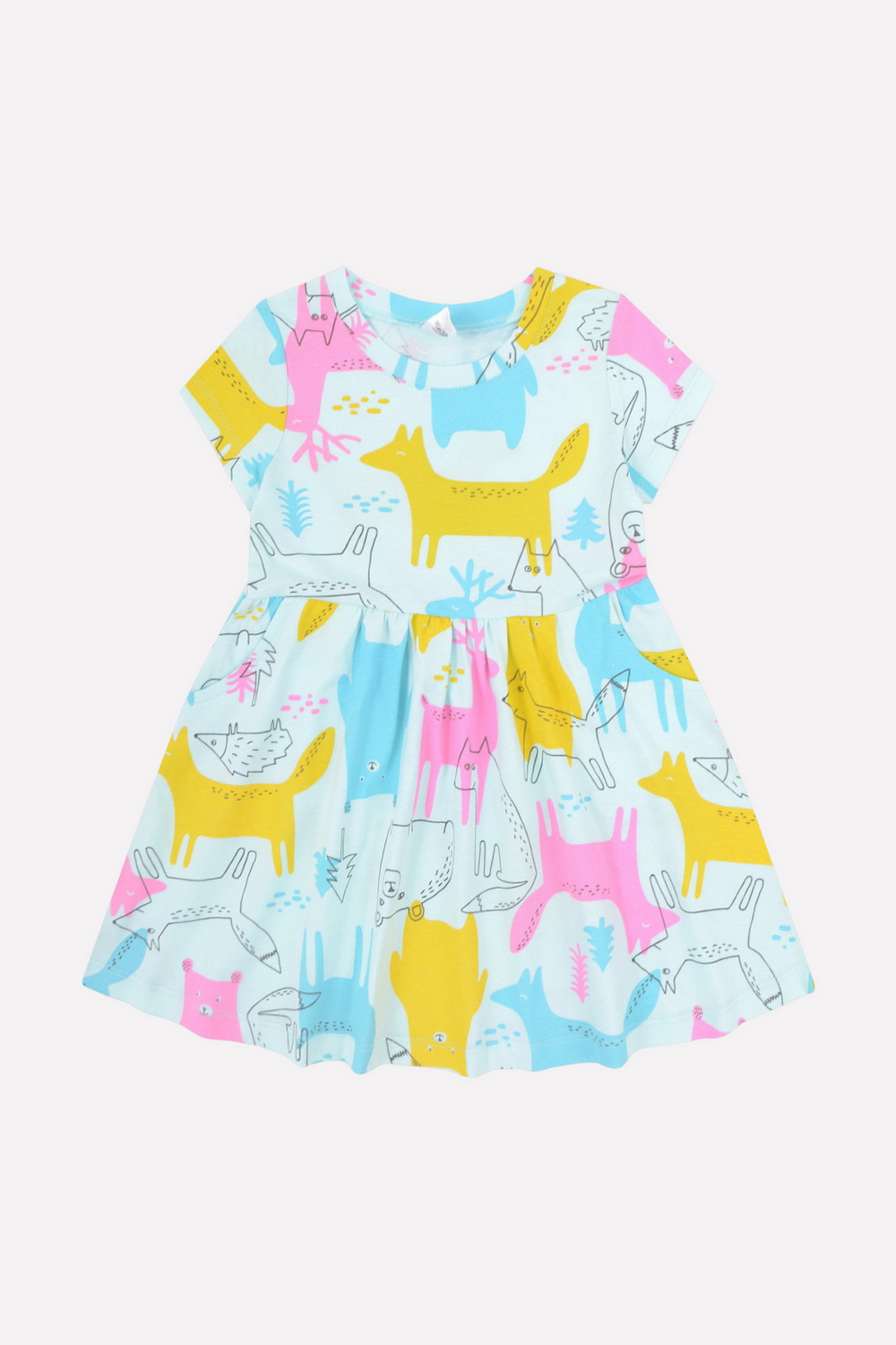 картинка Платье для девочки Crockid К 5639 минт, зимние звери от магазина детских товаров ALiSa