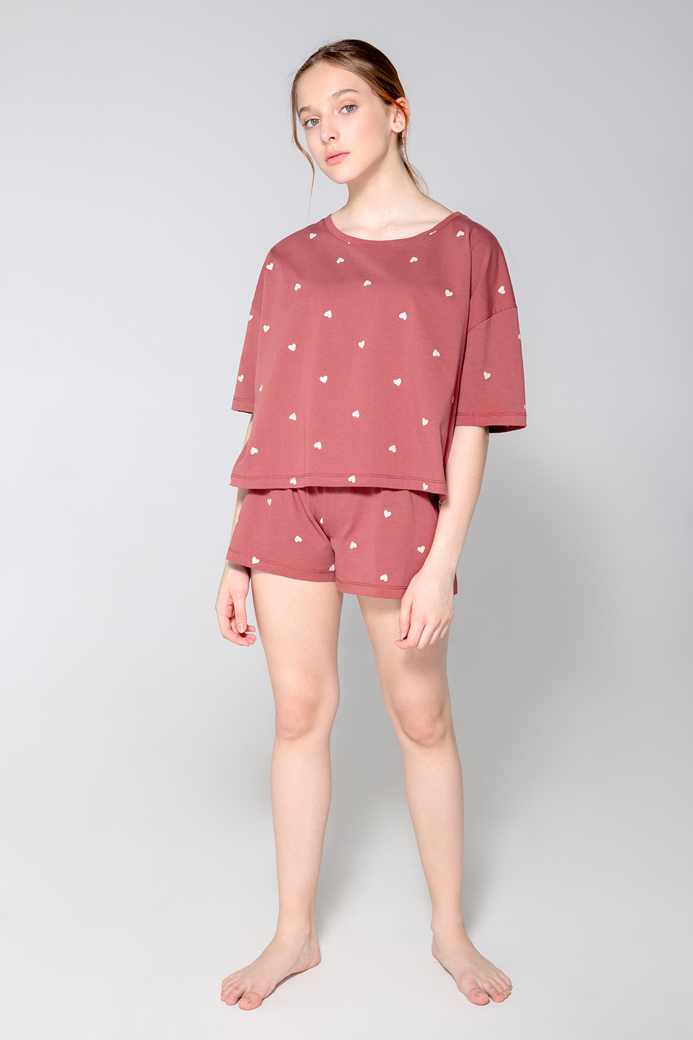 картинка Пижама для девочки КБ 2803 шоколадный десерт, сердечки от магазина детских товаров ALiSa