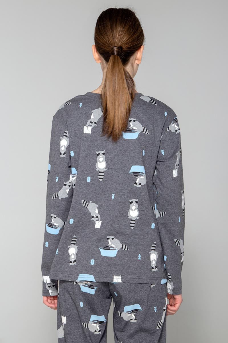 картинка Пижама для девочки КБ 2782 серый меланж, енот-полоскун от магазина детских товаров ALiSa