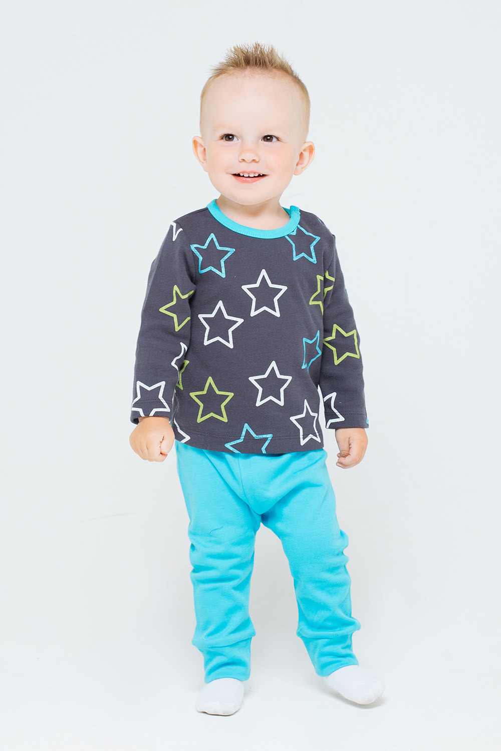 картинка Брюки для мальчика Crockid К 4718 голубая бирюза (звезды) от магазина детских товаров ALiSa
