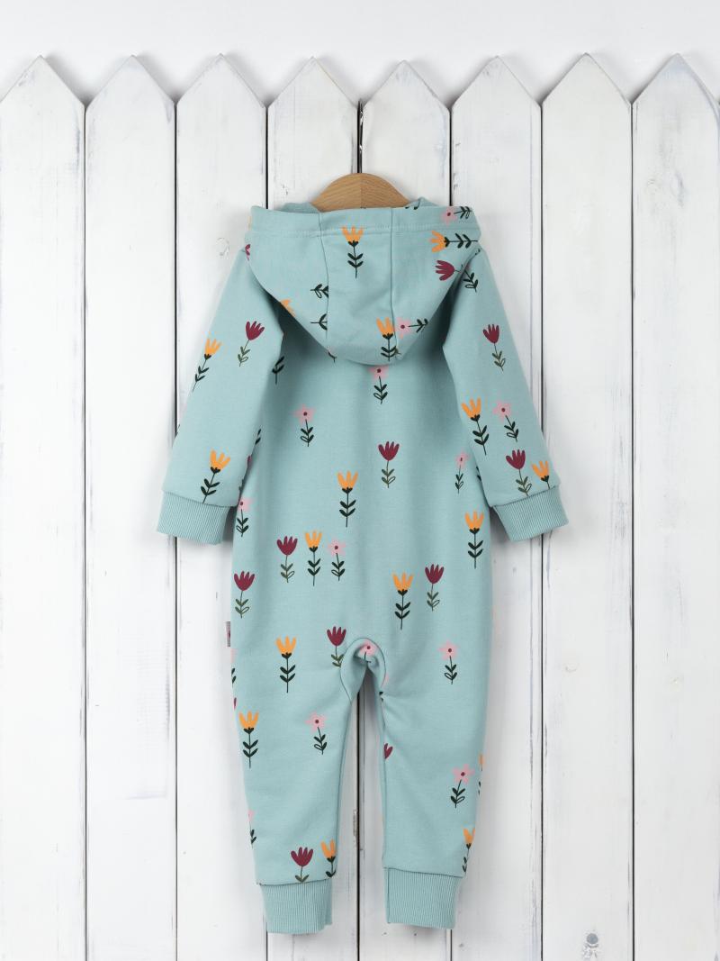 картинка Комбинезон на манжете для девочки Baby Boom BB К286/6-Ф Цветы на мяте от магазина детских товаров ALiSa