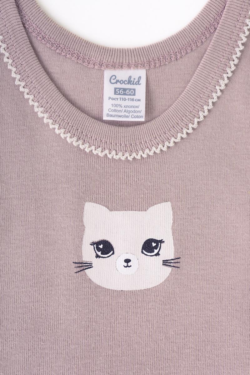картинка Майка для девочки Crockid К 1066 кофейный (кошка) от магазина детских товаров ALiSa