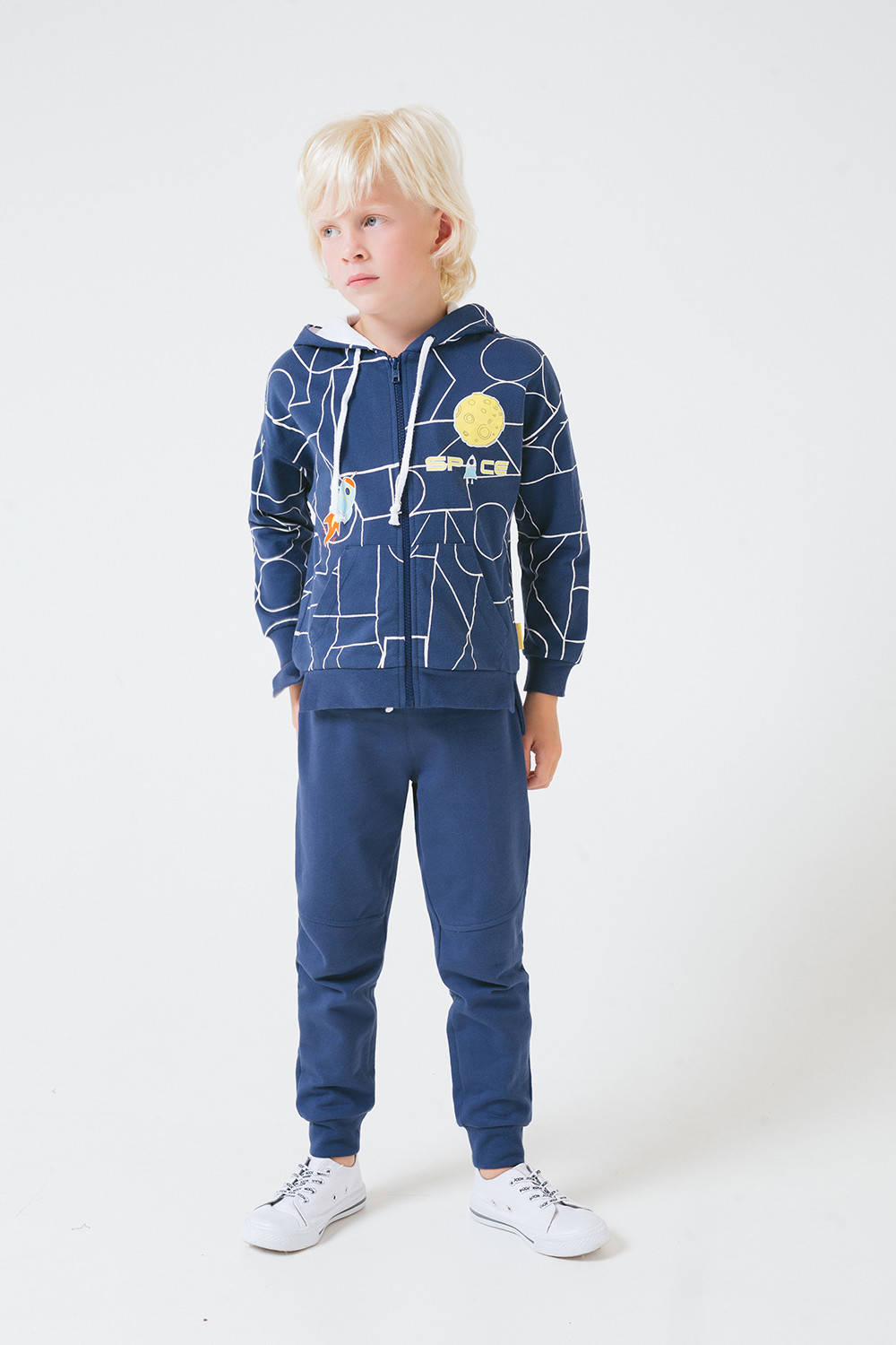 картинка Куртка для мальчика Crockid КР 300919 темно-синий, геометрические фигуры к248 от магазина детских товаров ALiSa