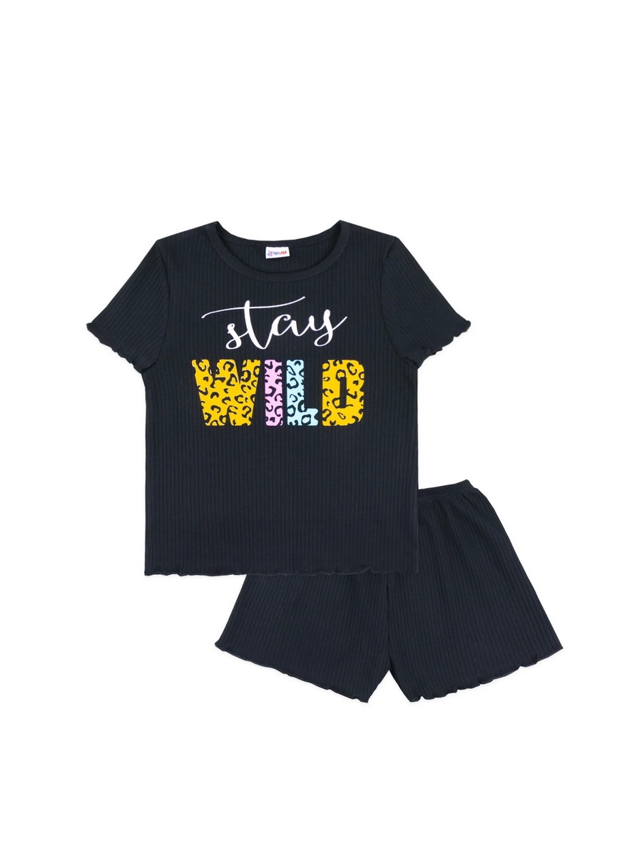 картинка Пижама для девочки YLA 7006700205 Черный WILD от магазина детских товаров ALiSa