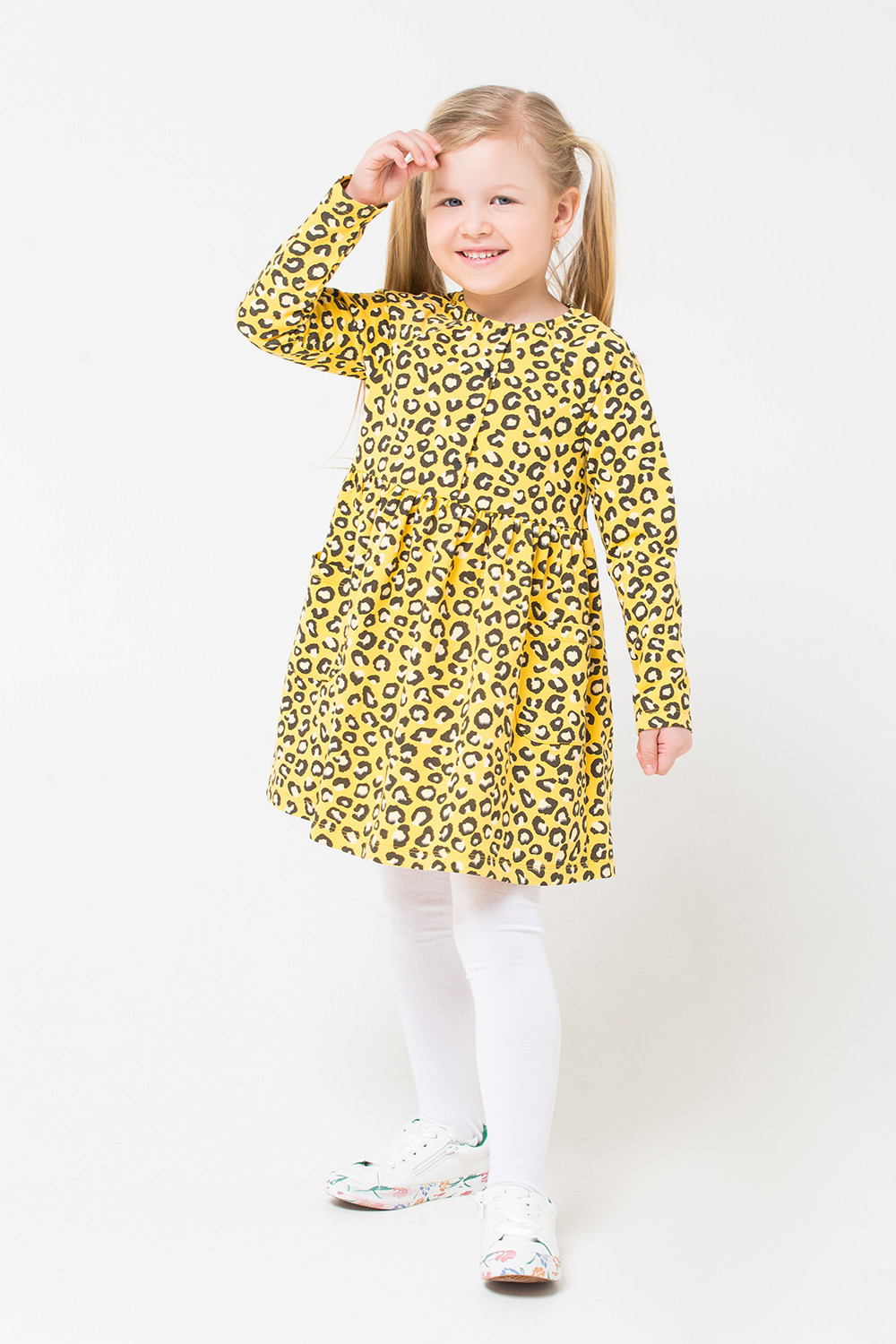 картинка Платье для девочки Crockid КР 5632 желтый, леопард к271 от магазина детских товаров ALiSa