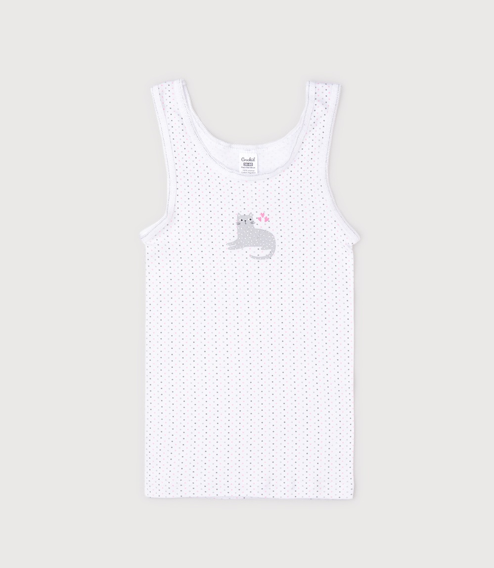 картинка Майка для девочки Crockid К 1077 разноцветная крапинка на белом от магазина детских товаров ALiSa