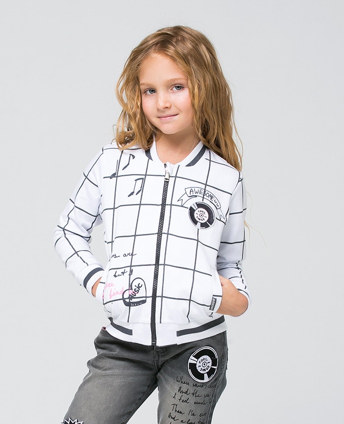 картинка Куртка для девочки Crockid КР 300488 монохромная клетка на белом к181 от магазина детских товаров ALiSa