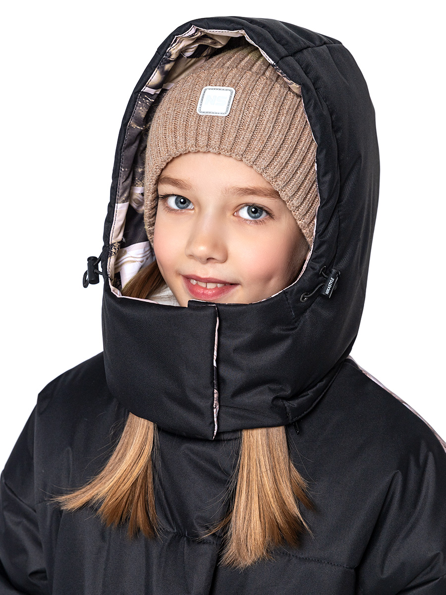 картинка Пальто зимнее для девочки NIKASTYLE 6з3224 Черный беж от магазина детских товаров ALiSa
