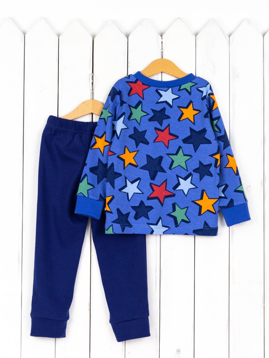 картинка Пижама для мальчика Baby Boom КС14/6-И Звёзды на синем + темно-синий от магазина детских товаров ALiSa