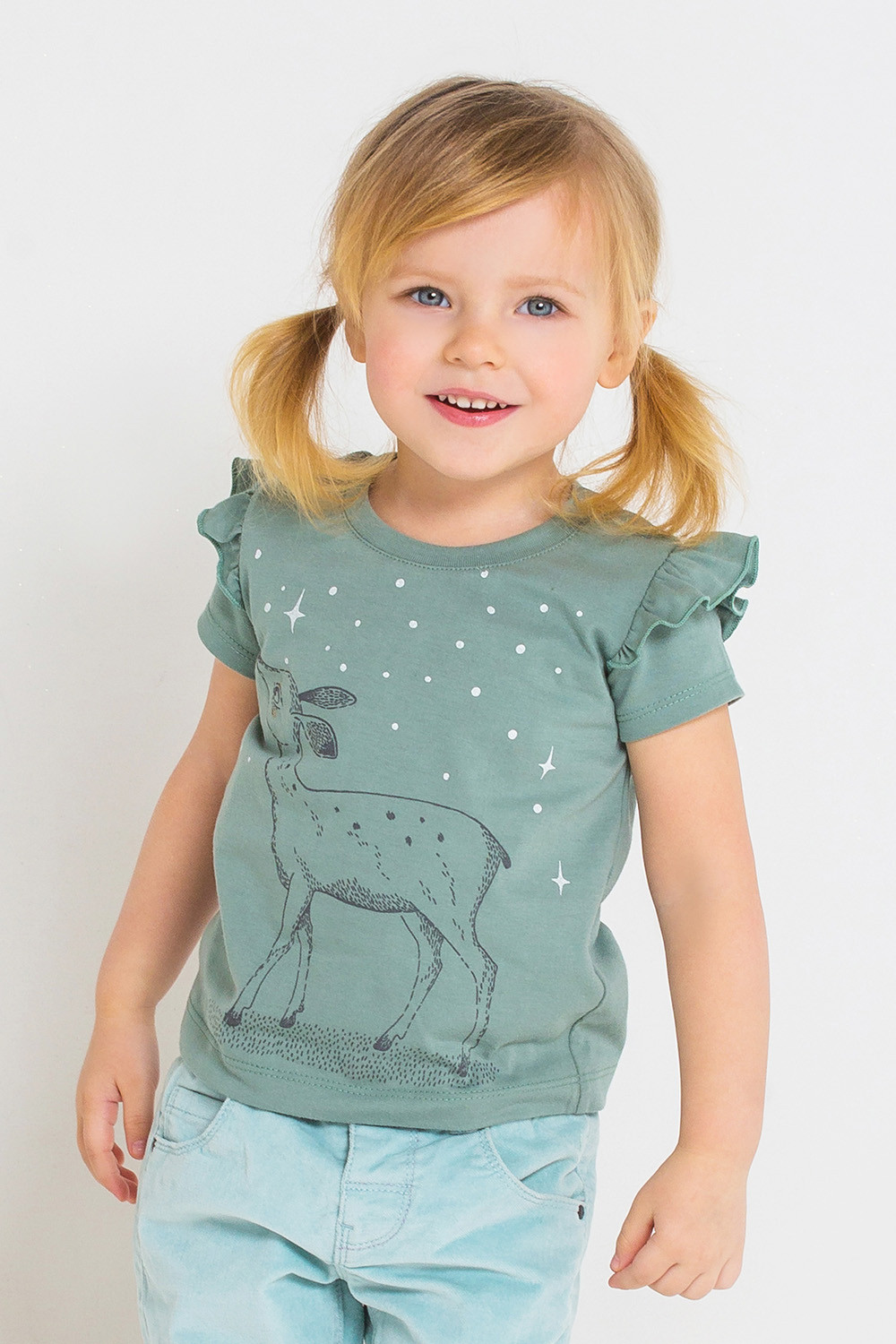 картинка Футболка для девочки Crockid КР 300773 серо-зеленый к217 от магазина детских товаров ALiSa