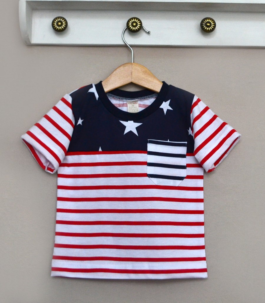 картинка Футболка для мальчика Baby Boom Ф19/1 Красная полоса звезды от магазина детских товаров ALiSa