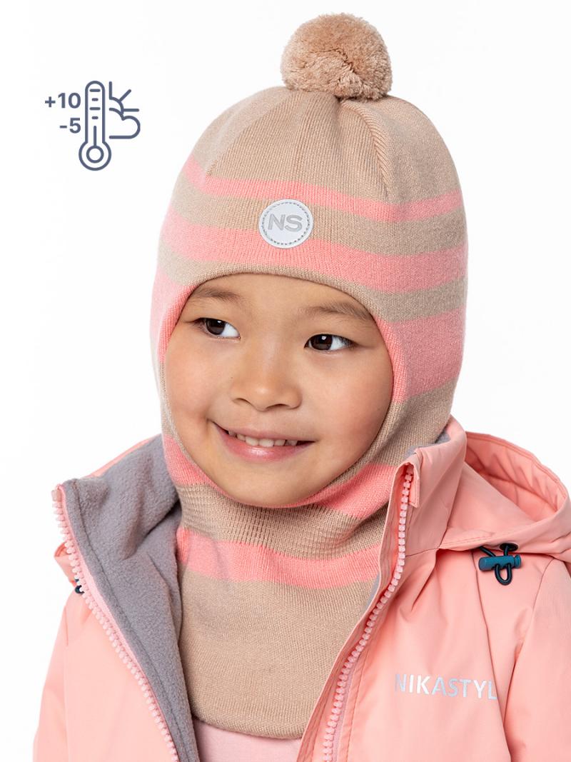 картинка Шлем демисезонный для девочки NIKASTYLE 10м10024 беж персик от магазина детских товаров ALiSa