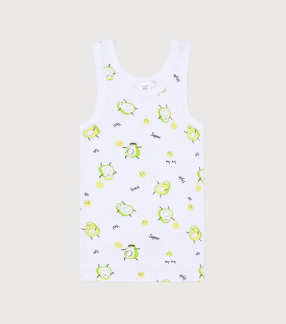 картинка Майка для девочки Crockid К 1066 маленькие авокадо на белом от магазина детских товаров ALiSa