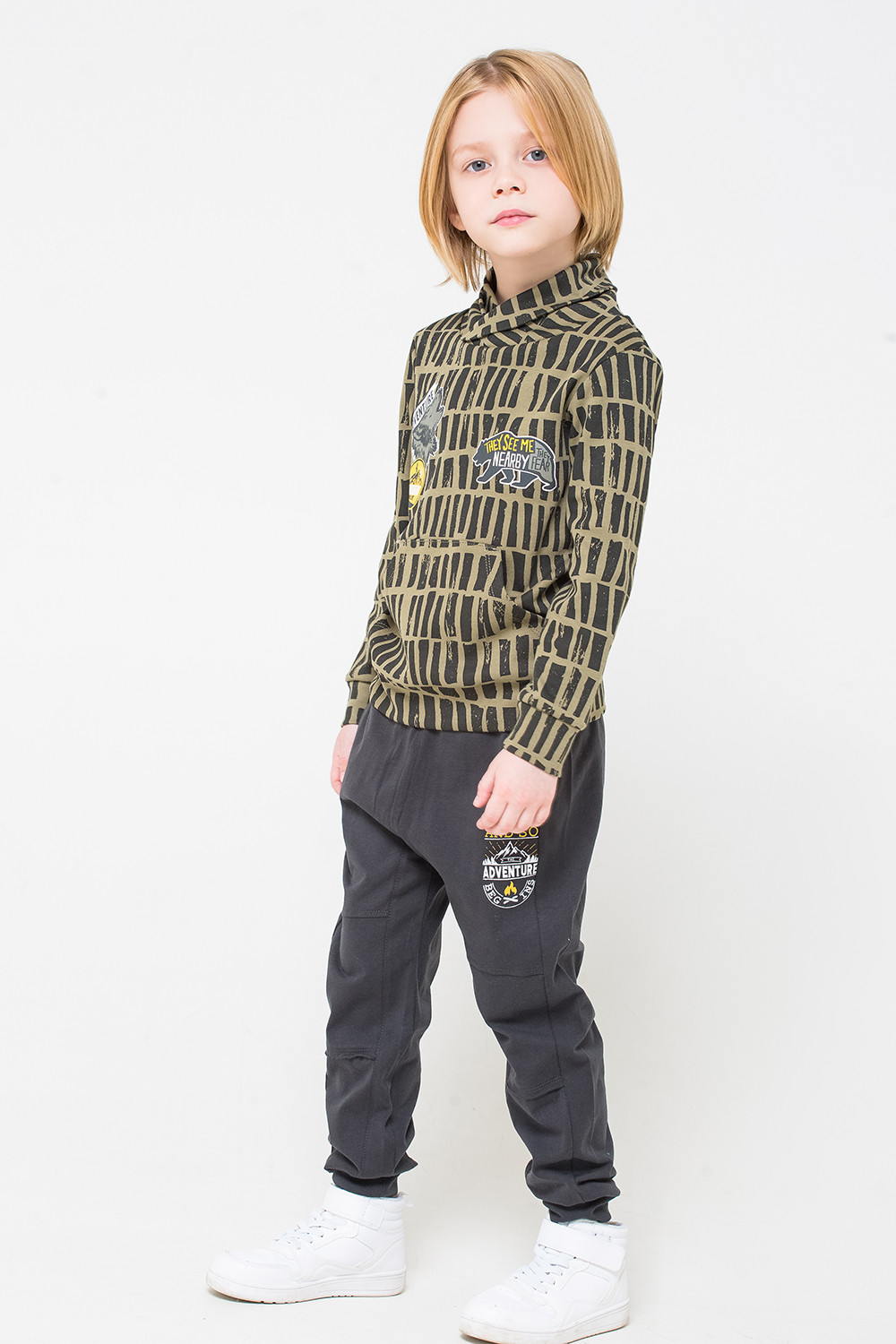картинка Джемпер для мальчика Crockid КР 301070 хаки, лесная текстура к264 от магазина детских товаров ALiSa