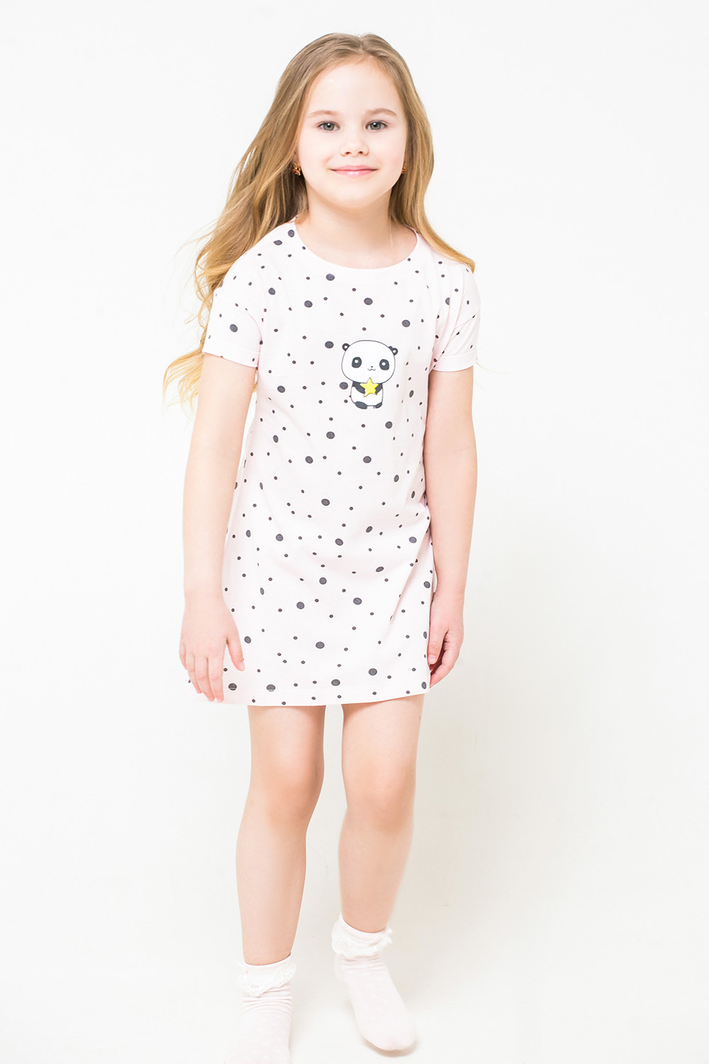 картинка Сорочка для девочки Crockid К 1145 точки на пыльно-розовом от магазина детских товаров ALiSa