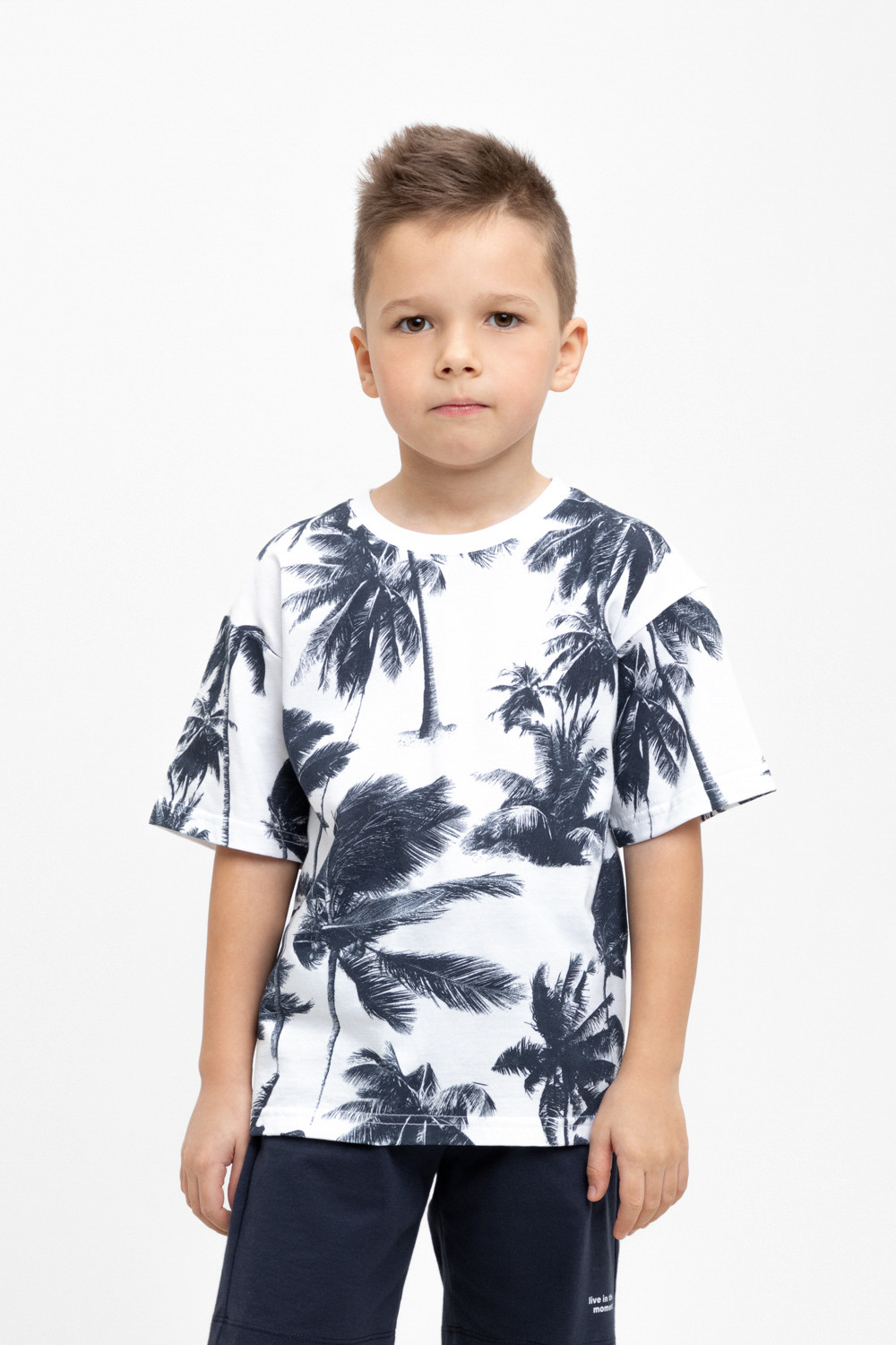 картинка Футболка для мальчика Crockid КР 302381 белый, высокие пальмы к450 от магазина детских товаров ALiSa