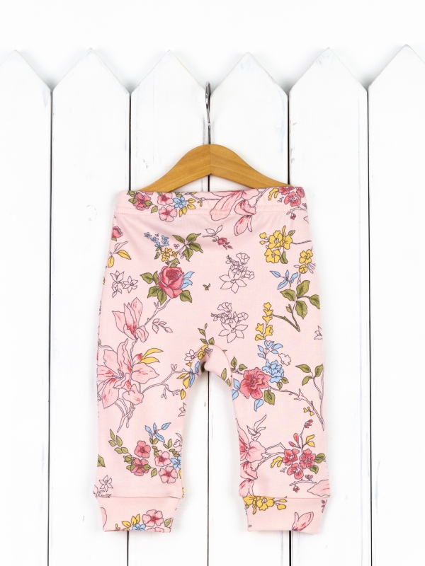 картинка Брюки для девочки Baby Boom П47/52-И Цветы Ар-Нуво на розовом я724 от магазина детских товаров ALiSa