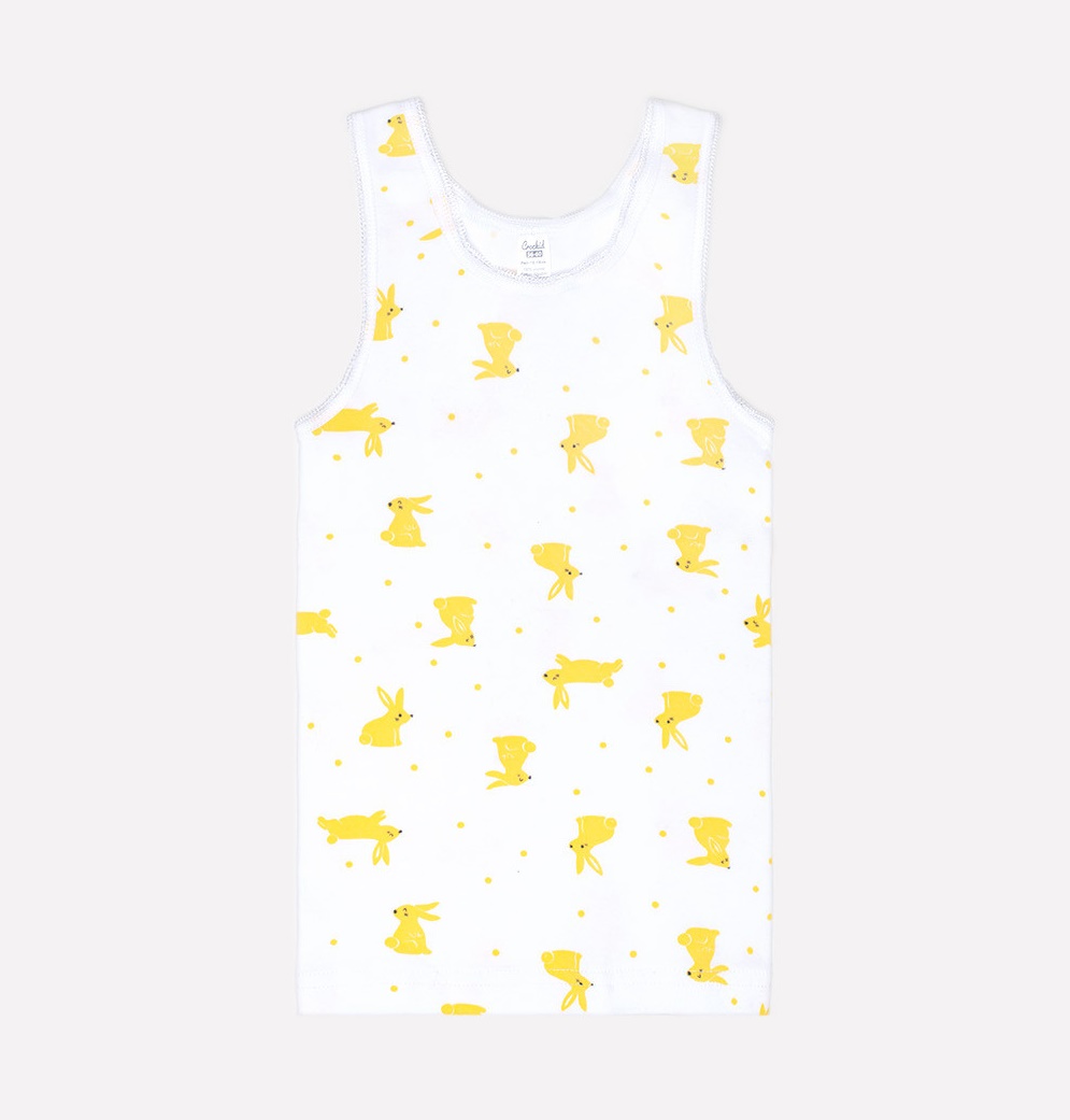 картинка Майка для девочки Crockid К 1077 желтые зайки на белом от магазина детских товаров ALiSa