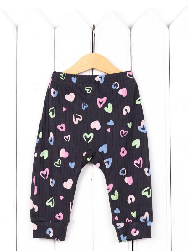 картинка Брюки для девочки Baby Boom П47/63-И я729 Сердечки на графите от магазина детских товаров ALiSa