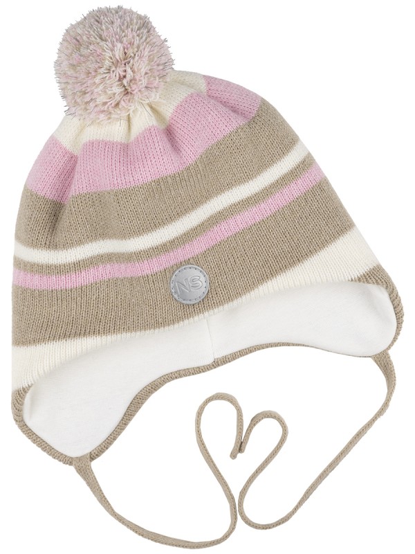 картинка Шапка утепленная для девочки NIKASTYLE 11з15424 Беж светло-розовый от магазина детских товаров ALiSa