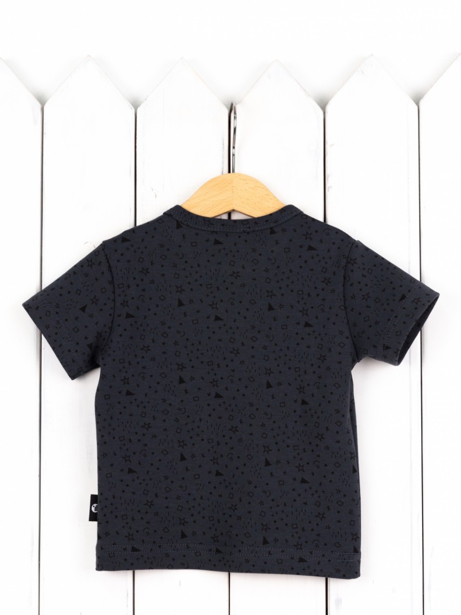 картинка Футболка для мальчика Baby Boom Ф90/5-И Значки чёрные на графите я735 от магазина детских товаров ALiSa