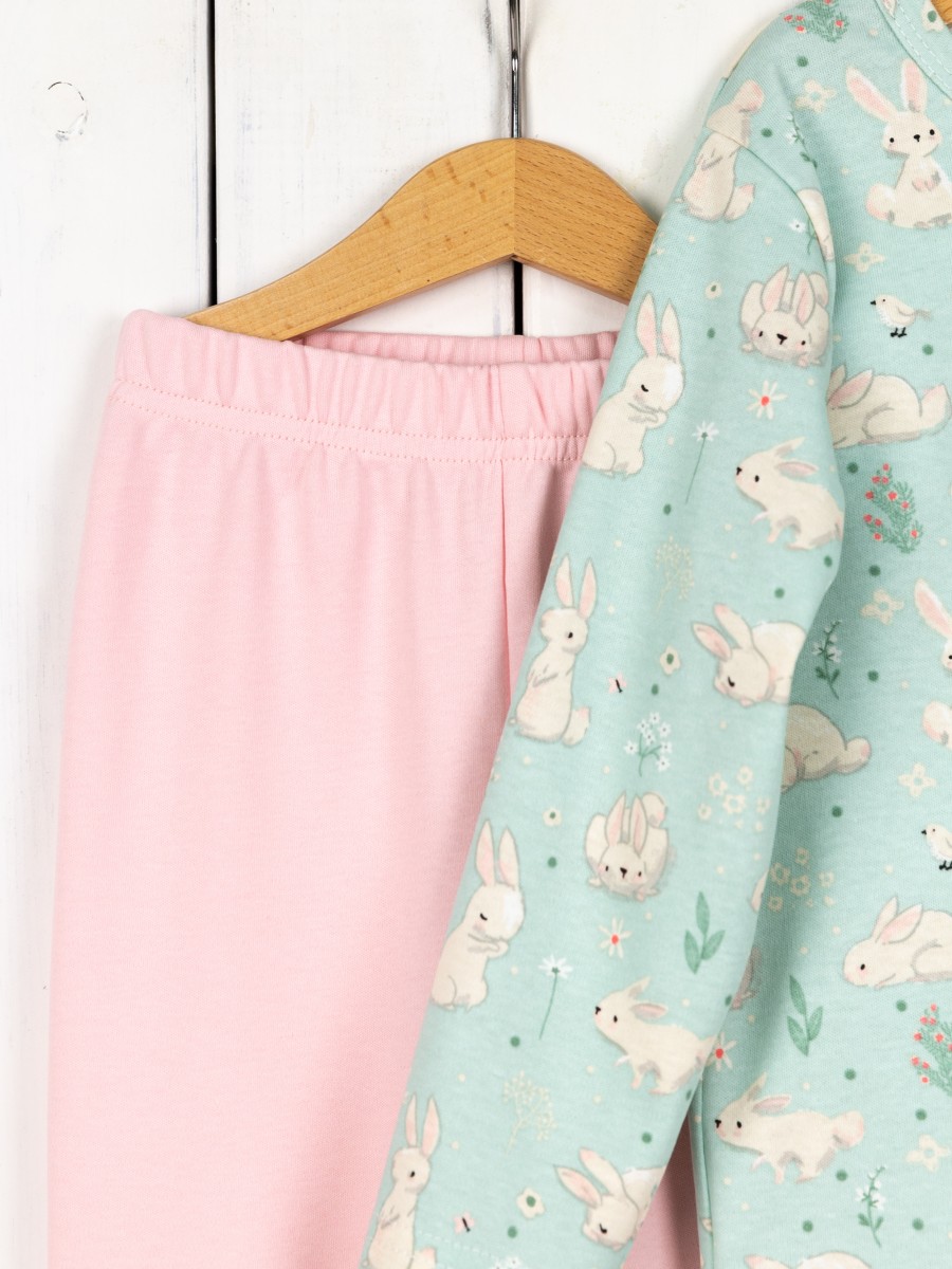 картинка Пижама для девочки Baby Boom КС19/1-И Зайцы на мяте + розовая пудра от магазина детских товаров ALiSa