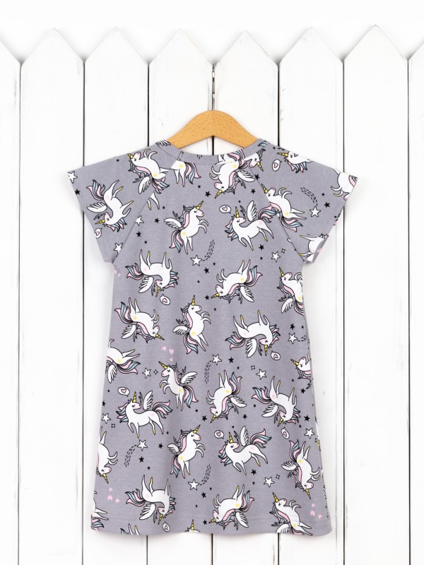 картинка Сорочка для девочки Baby Boom С257/1-И Единороги на сером от магазина детских товаров ALiSa