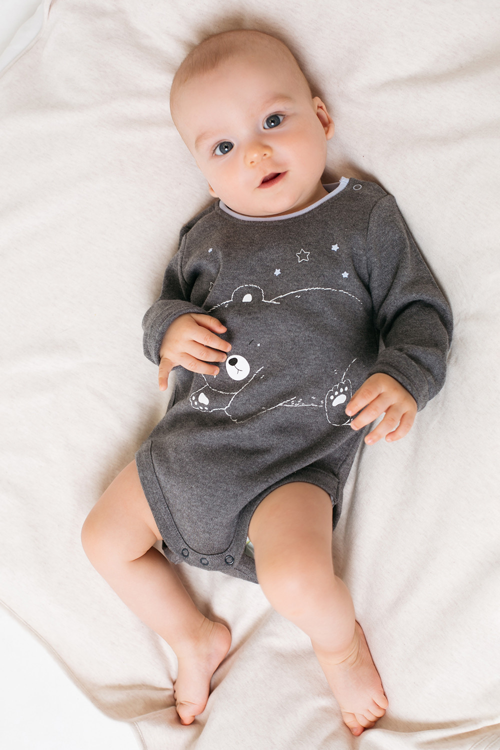 картинка Полукомбинезон Crockid К 6293 серый меланж (северный мишка) от магазина детских товаров ALiSa