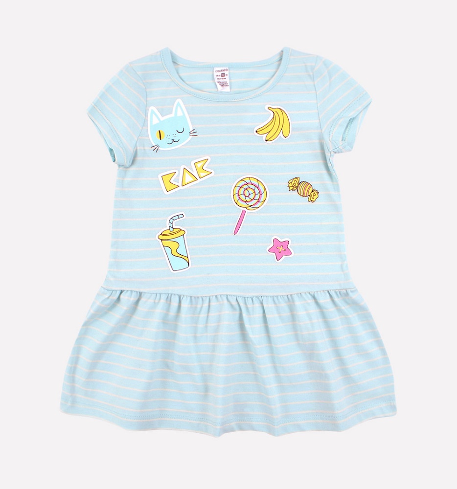 картинка Платье для девочки Crockid К 5490 светло-голубой, сахар полоска от магазина детских товаров ALiSa