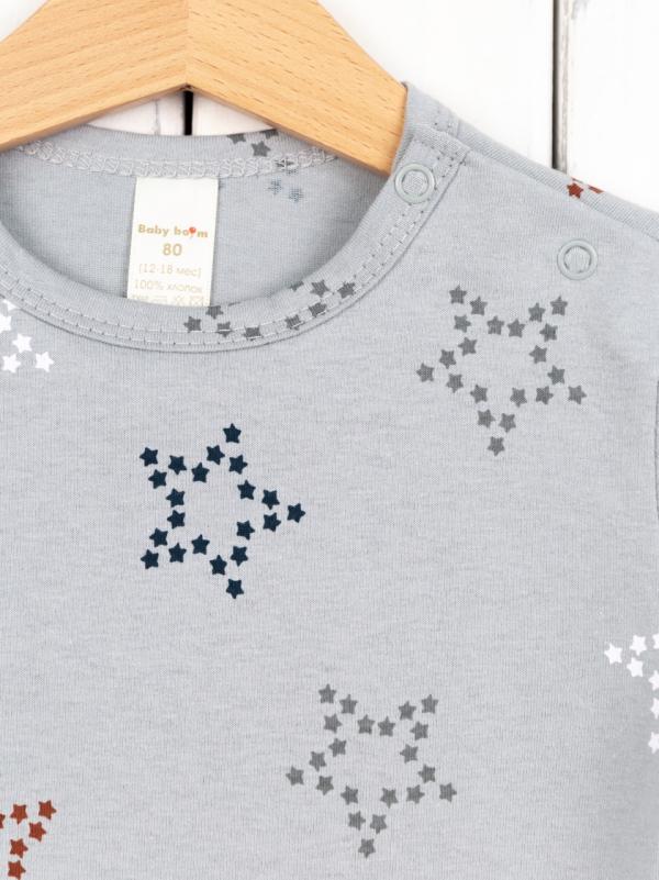 картинка Футболка для мальчика Baby Boom Ф88/21-К Звёзды на светло-сером от магазина детских товаров ALiSa