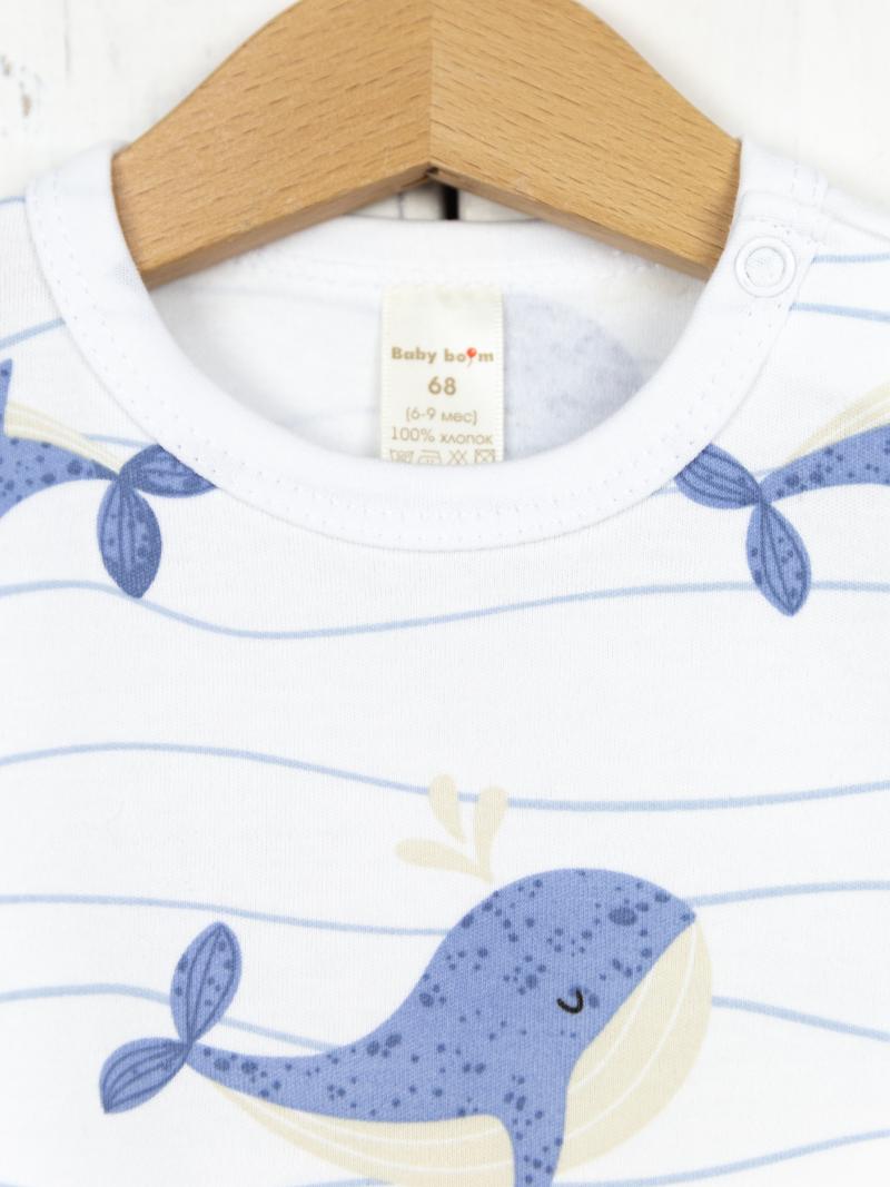 картинка Футболка для мальчика Baby Boom Ф88/11-И Киты на полоске от магазина детских товаров ALiSa