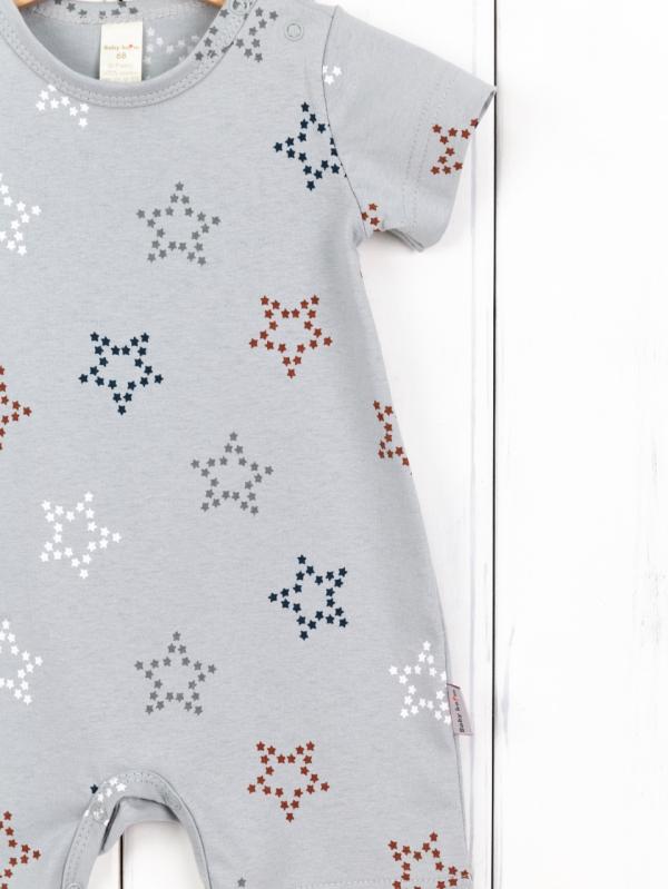 картинка Комбинезон для мальчика Baby Boom К324/9-К Звёзды на светло-сером от магазина детских товаров ALiSa