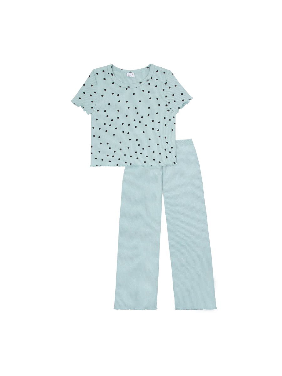 картинка Пижама для девочки YLA 7750400201 Ментол точки от магазина детских товаров ALiSa