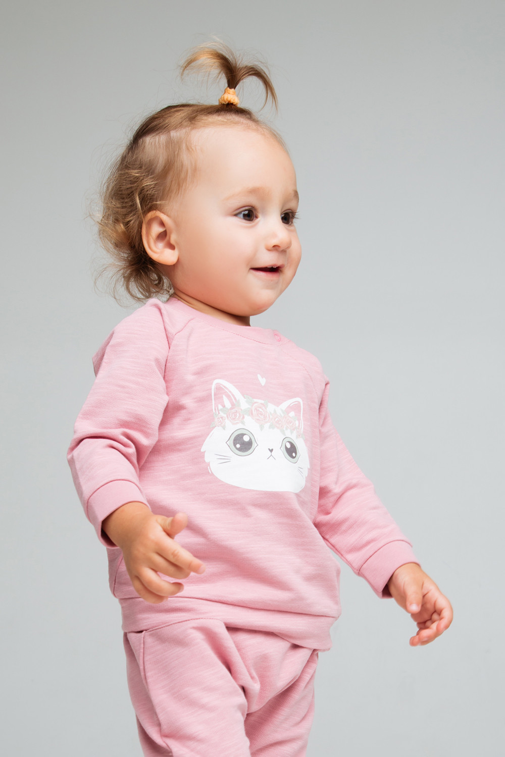 картинка Джемпер для девочки Crockid К 300724 розовый зефир (кошечки и цветочки) от магазина детских товаров ALiSa