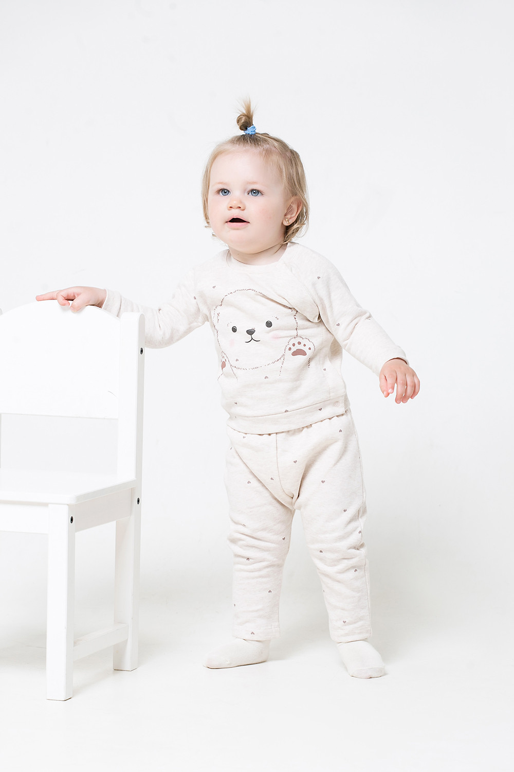картинка Комплект для девочки Crockid К 2728 светло-бежевый меланж (белый мишка) от магазина детских товаров ALiSa
