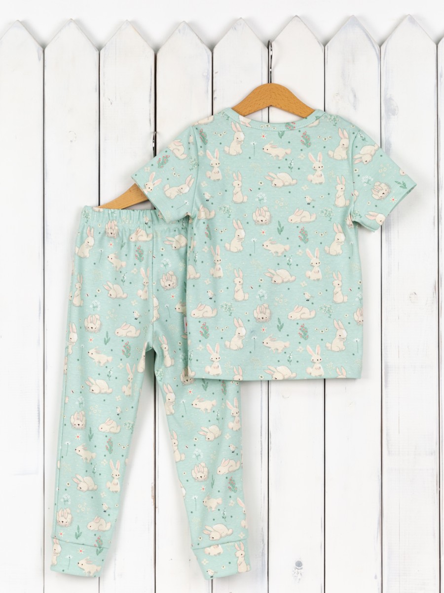 картинка Пижама для девочки Baby Boom КС20/2-И Зайцы на мяте от магазина детских товаров ALiSa
