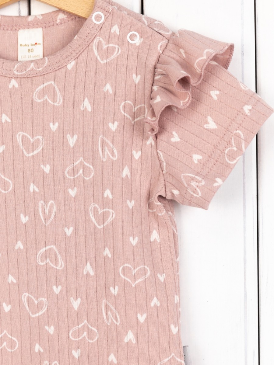 картинка Футболка для девочки Baby Boom Ф151/3-И Молочные сердечки на пудре от магазина детских товаров ALiSa