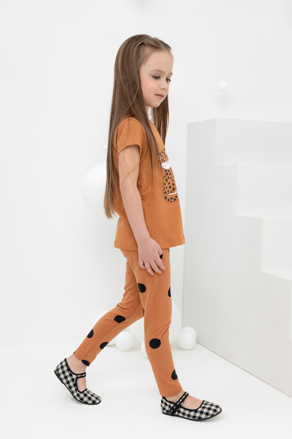 картинка Бриджи для девочки Crockid КР 4074 миндаль, большой горох к409 от магазина детских товаров ALiSa