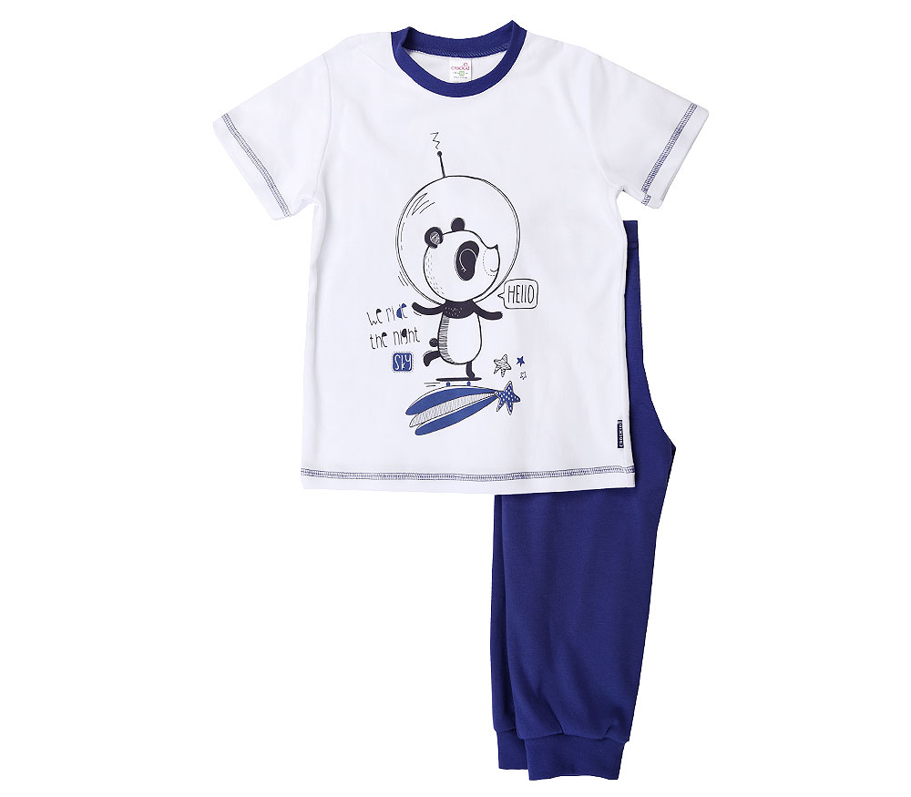 картинка Пижама детская Crockid К 1113 белый + джинсовый от магазина детских товаров ALiSa