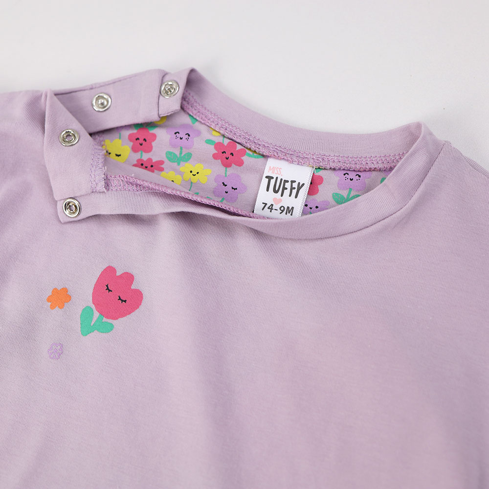 картинка Футболка с нашивкой для девочки DR 12736 Сиреневый от магазина детских товаров ALiSa