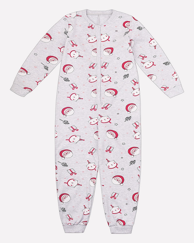 картинка Комбинезон пижама для мальчика Crockid К 6180 дед мороз и мишка на меланже от магазина детских товаров ALiSa