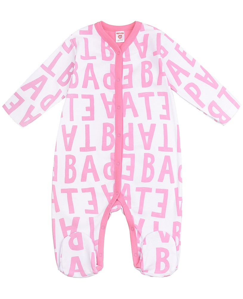 картинка Комбинезон для девочки Crockid К 6025 розовые нарисованные буквы от магазина детских товаров ALiSa