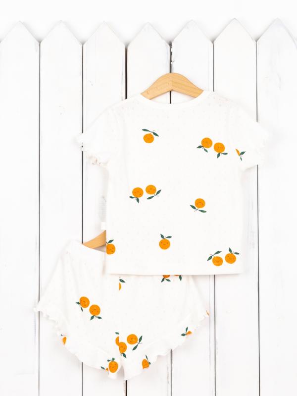 картинка Пижама для девочки Baby Boom КС21/3-Р Ажурная рибана Апельсины от магазина детских товаров ALiSa