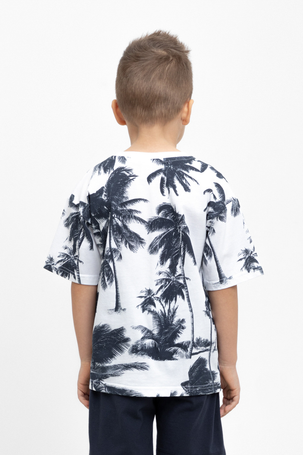 картинка Футболка для мальчика Crockid КР 302381 белый, высокие пальмы к450 от магазина детских товаров ALiSa