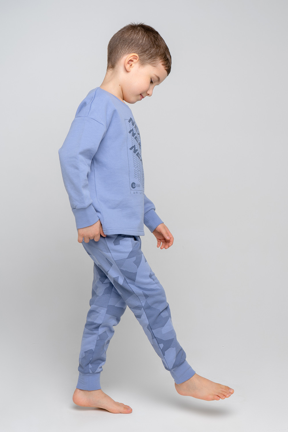 Пижама для мальчика Crockid К 1547 пыльно-голубой джинс, геометрия |  купить, отзывы, цена